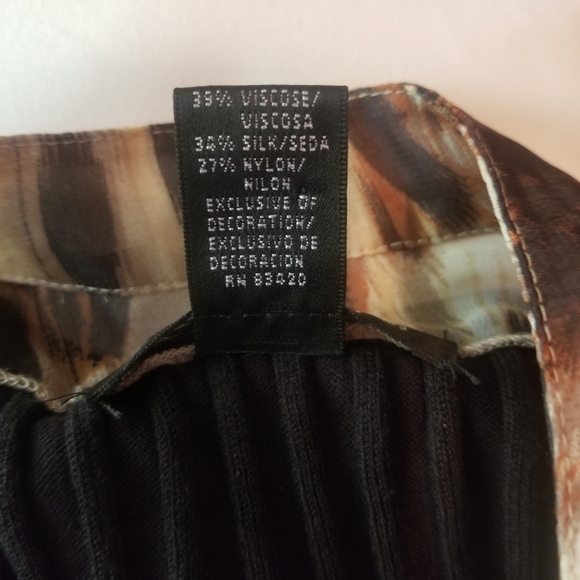 August Silk black sweater w leapoard bow blouse look - size M - Picture 7 of 8